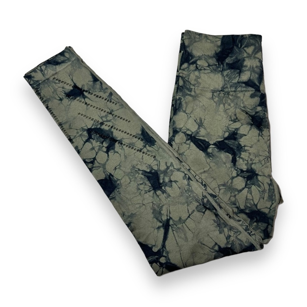 Fornia Women’s High Waisted Seamless Leggings Green Tie Dye Size Medium